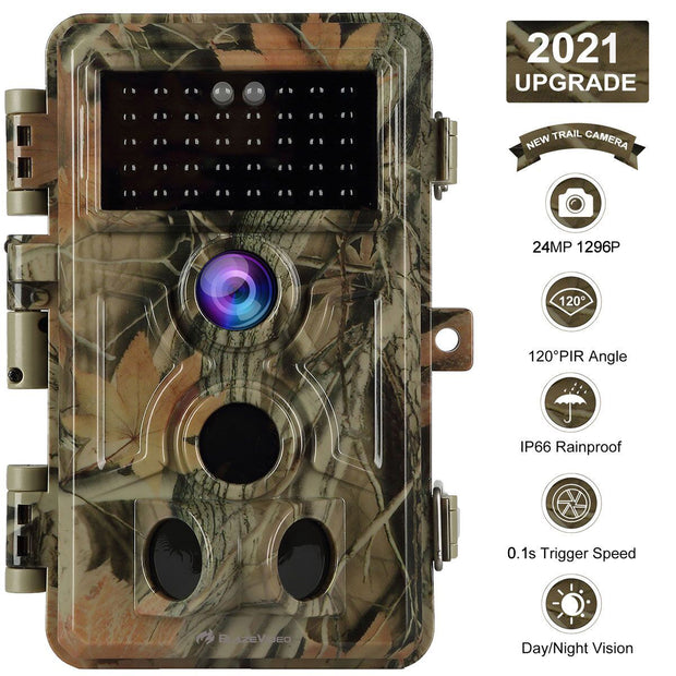 2-Pack Trail Game Cameras Deer Observing, Farm & Home Security Cameras 24MP 1296P Video Waterproof No Glow Motion Activated | A262