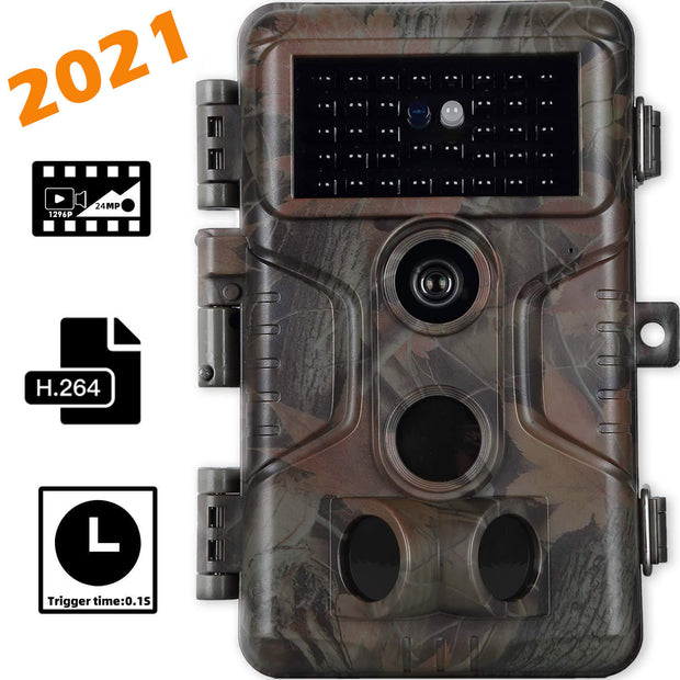 2-Pack Game Trail Deer Cameras Wildlife Cams 24MP 1296P Video with 100ft Night Vision Motion Activated 0.1S Trigger Speed Waterproof No Glow | A323