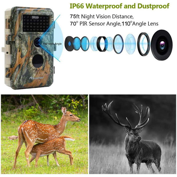 4-Pack No Glow Game & Trail Cams Deer Hunting Cameras 24MP 1296P Video Night Vision Motion Activated Time Lapse | A252