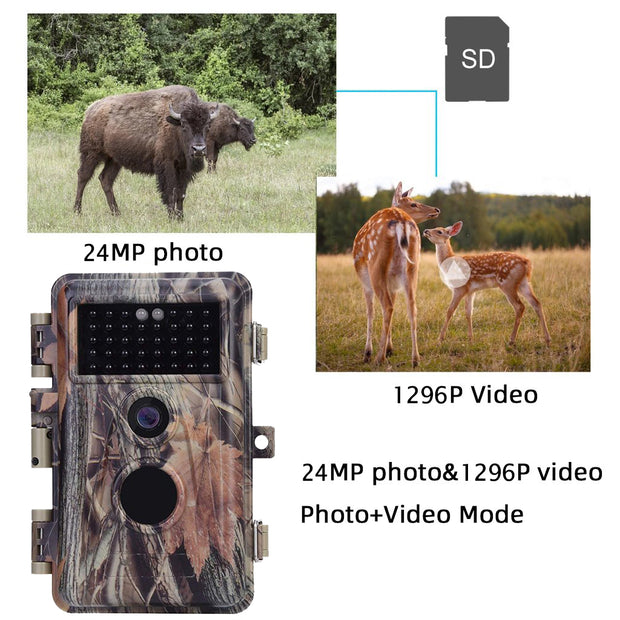 4-Pack Game & Hunting Trail Wildlife Deer Cams 24MP 1296P H.264 Video No Glow Infrared Motion Activated Waterproof Photo and Video Model | A252