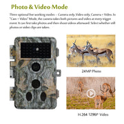 Trail Hunting & Game Deer Camera For Wildlife - 24MP 1296P HD Video 0.1s Fast Trigger Time Motion Activated Password Protected Waterproof | A262