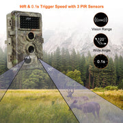 Trail Hunting & Game Deer Wildlife Camera 24MP HD 1296P Video 0.1s Fast Trigger Time Motion Activated Password Protected Waterproof | A262