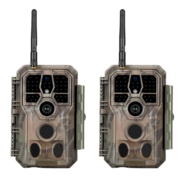 2-Pack Bluetooth Wireless WIFI Game & Trail Cameras for Wildlife Hunting & Home or Backyard Security Night Vision Motion Activated Waterproof | A280W Brown