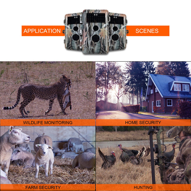 Game Trail & Deer Hunting Wildlife Camera HD 24MP Photo H.264 1296P MOV/MP4 Video Motion Activated No Glow Night Version IP66 Waterproof 丨A252