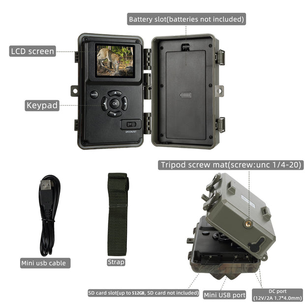 Trail Deer Camera with 100ft Night Vision 24MP 1296P Video Audio Motion Activated 0.1S Trigger Speed No Glow Waterproof Animal Hunting Cams | A323
