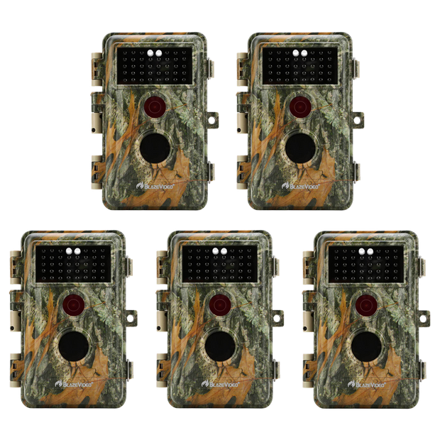 5-Pack No Glow Game & Trail Deer Hunting Wildlife Cameras 24MP 1296P MP4 Video Night Vision Motion Activated Time Lapse | A252
