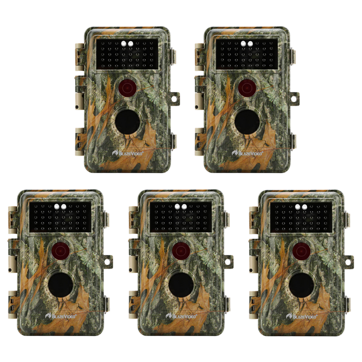 5-Pack No Glow Game & Trail Deer Hunting Wildlife Cameras 24MP 1296P MP4 Video Night Vision Motion Activated Time Lapse | A252