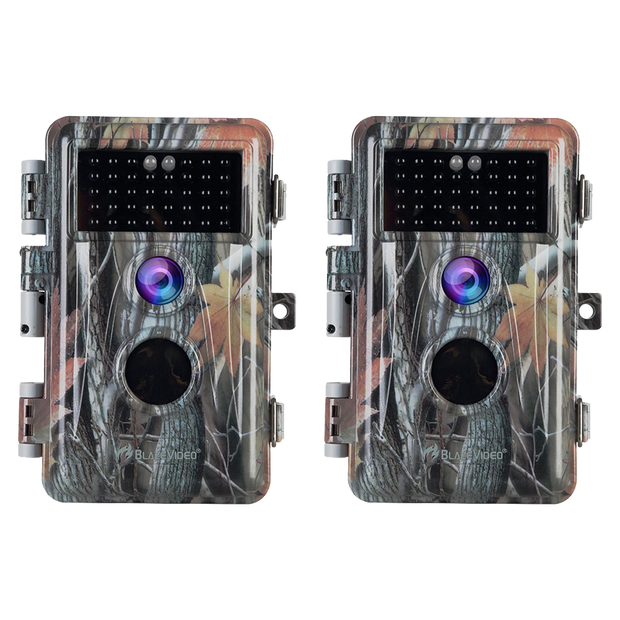 2-Pack Game & Deer Trail Cameras 24MP Photo 1296P HD Video with Night Vision Motion Activated Waterproof No Glow 丨A252