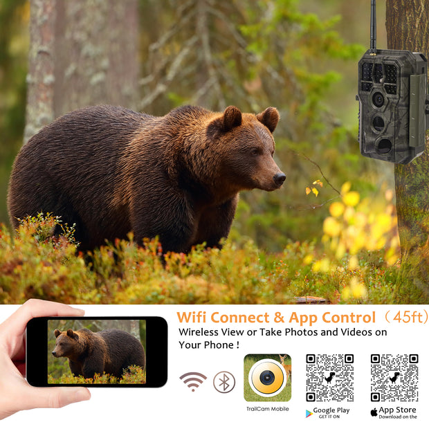 Wireless WIFI Game Trail Security Camera 32MP Picture 1296P Video Outdoor Wildlife Hunting Camera Night Vision Motion Activated Waterproof | A280W Green