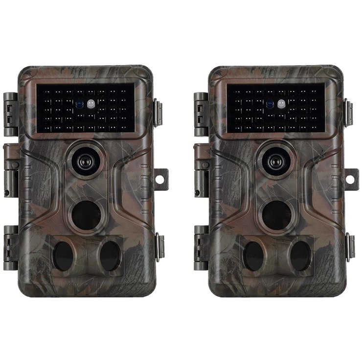 2-Pack Game Trail Deer Cameras Wildlife Cams 24MP 1296P Video with 100ft Night Vision Motion Activated 0.1S Trigger Speed Waterproof No Glow | A323