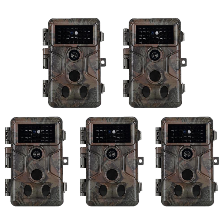 5-Pack Game Trail Deer Cameras 24MP Photo 1296P Video with 100ft Night Vision Motion Activated 0.1S Trigger Speed Waterproof No Glow | A323
