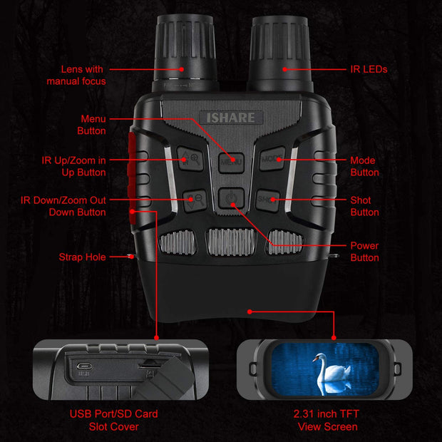 Digital Night Vision Binoculars, Night Vision Goggles Takes Photo 960P Video from 984ft /300M Distance in Complete Darkness