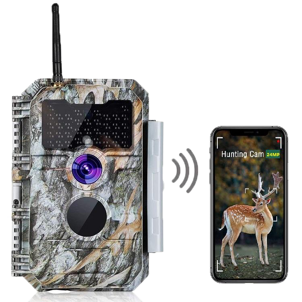 Wireless Bluetooth WiFi Game Trail Deer Camera 24MP 1296P Video with Night Vision No Glow Motion Activated for Wildlife Hunting & Home Security | W600