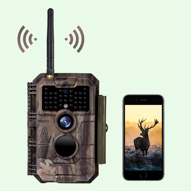 2-pack Wireless Bluetooth WiFi Game Trail Deer Camera 24MP 1296P Video with Night Vision No Glow Motion Activated for Wildlife Hunting & Home Security | W600 Red