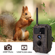 Wireless Bluetooth WiFi Game Trail Deer Camera 24MP 1296P Video with Night Vision No Glow Motion Activated for Wildlife Hunting & Home Security | W600 Red