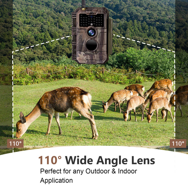 Wireless Bluetooth WiFi Game Trail Deer Camera 24MP 1296P Video with Night Vision No Glow Motion Activated for Wildlife Hunting & Home Security | W600 Red