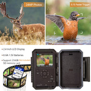 Wireless Bluetooth WiFi Game Trail Deer Camera 24MP 1296P Video with Night Vision No Glow Motion Activated for Wildlife Hunting & Home Security | W600 Red