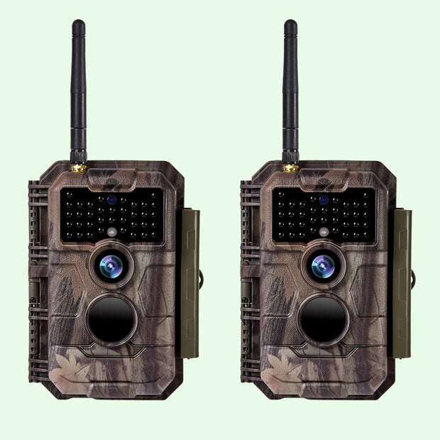 2-pack Wireless Bluetooth WiFi Game Trail Deer Camera 24MP 1296P Video with Night Vision No Glow Motion Activated for Wildlife Hunting & Home Security | W600 Red