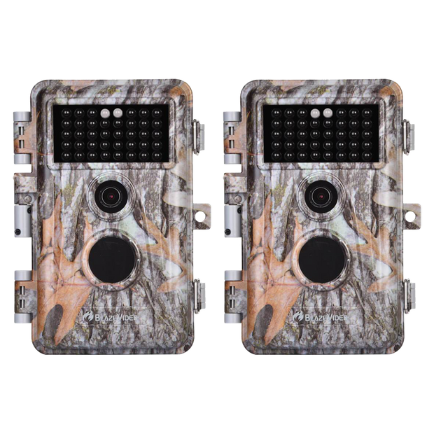 2-Pack Game Trail Cameras & Deer Cams for Animal Hunting 24MP 1296P HD Video with Night Vision Motion Activated Waterproof IP66
